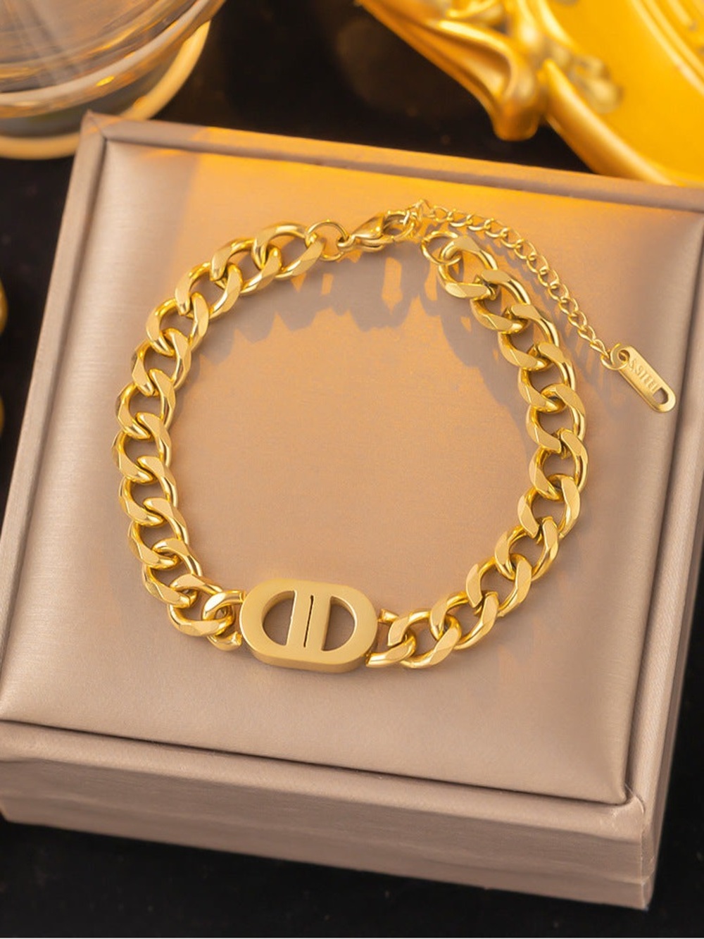 SOLD Stainless Steel Luxury Designer Gold Chain Bracelet & Necklace Set - Picture 11 of 16